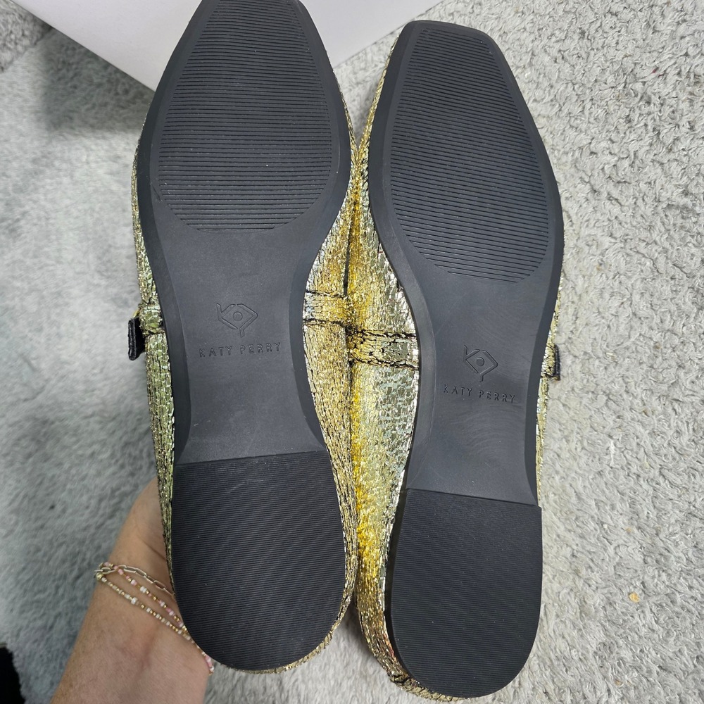 Katy Perry Evie Mary Jane Metallic Gold Ballet Flat Shoes Women's 11M 41‎ NEW - Picture 3 of 4